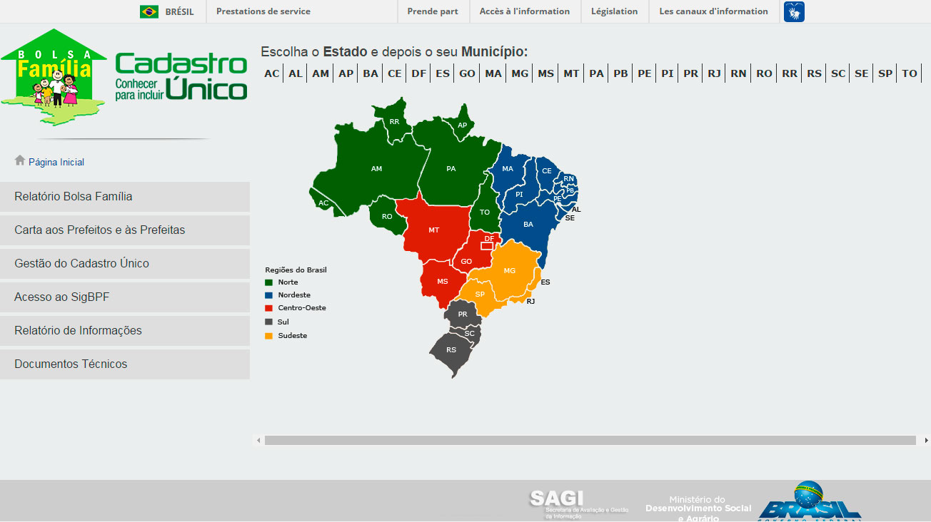 Imagem do site Bolsa Famlia e Cadastro nico no Seu Municpio